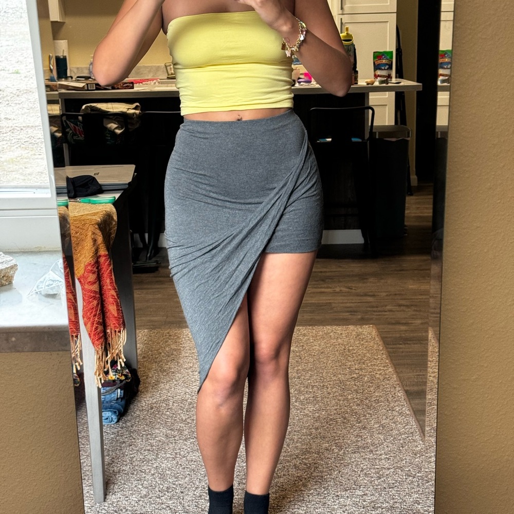Kendall & Kylie Gray Asymmetrical Skirt
